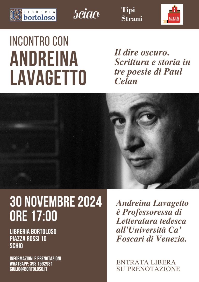 Locandina incontro con Andreina Lavagetto