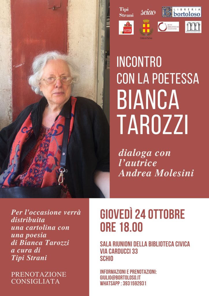 Locandina incontro con Bianca Tarozzi